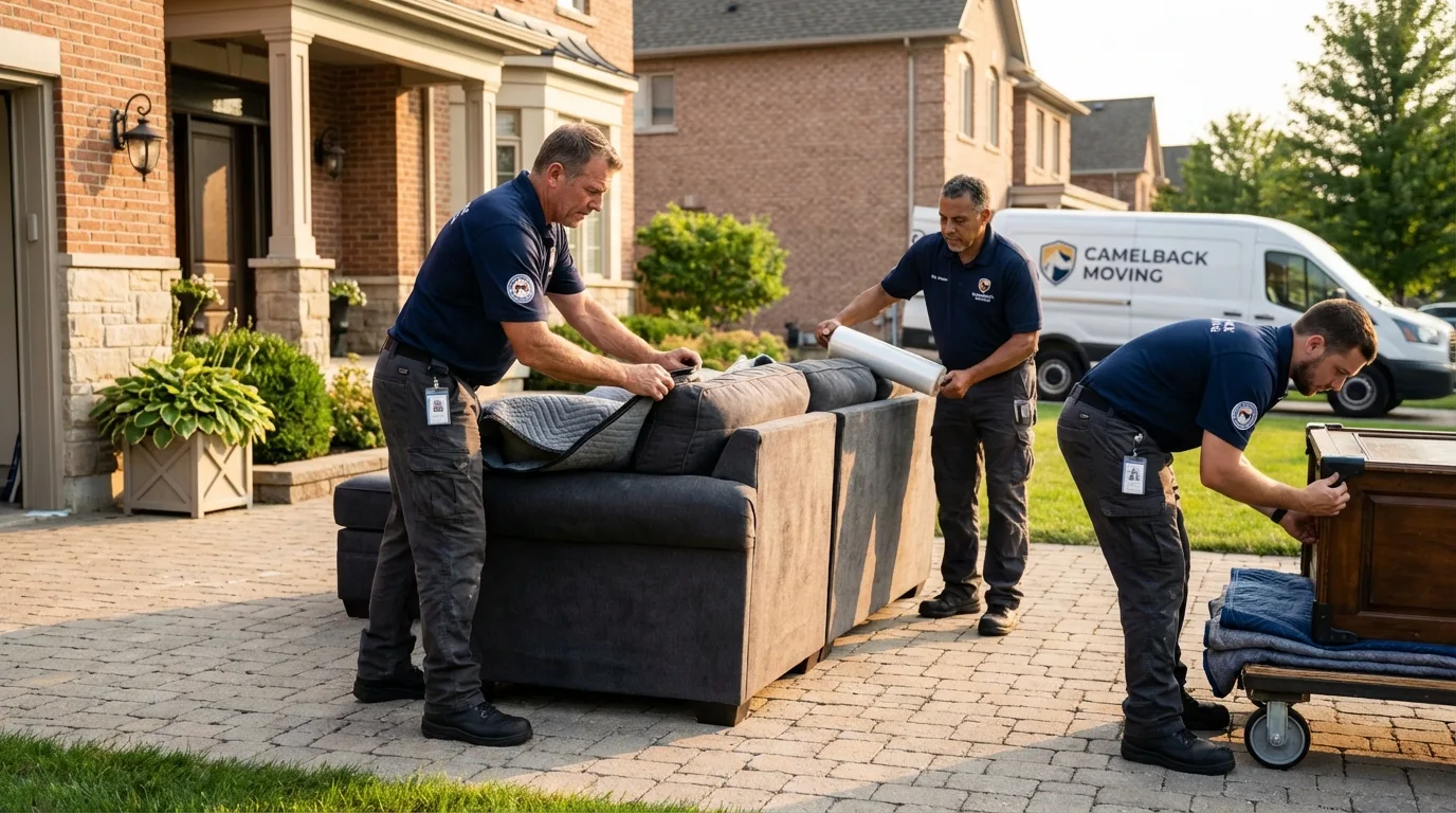 Large estate moving crew wrapping furniture in Topeka, IN