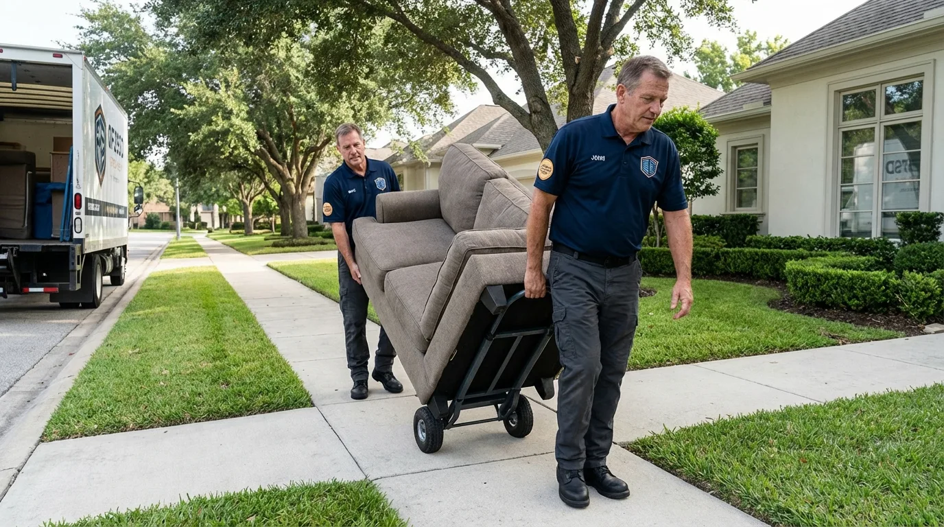 Local residential moving crew loading furniture in Topeka, IN